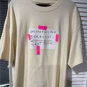Burberry Cream and Pink Graphic Tee